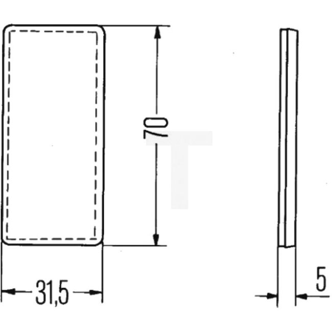 HELLA Rückstrahler rechteckig orange 70 x 31,5 mm, Stärke 5 mm, verklebt - 04413298, 8RA004412-001