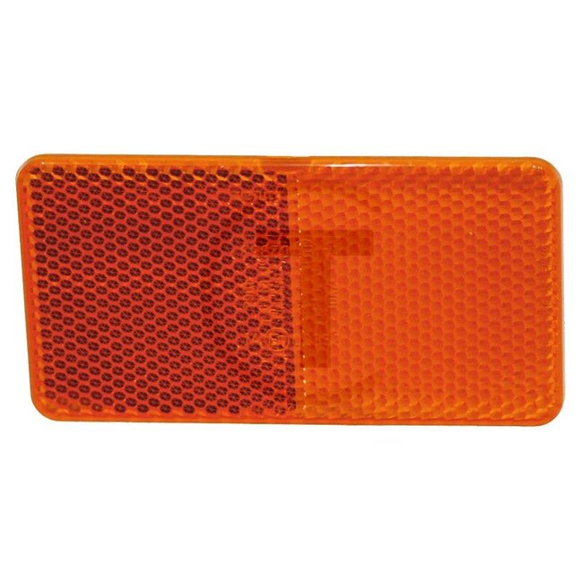 HELLA Reflectoren - 4558RB 004713001, 8RB004713001 | Kleur: geel | Breedte: 105 mm | Hoogte: 55 mm | Materiaaldikte: 7,4 mm
