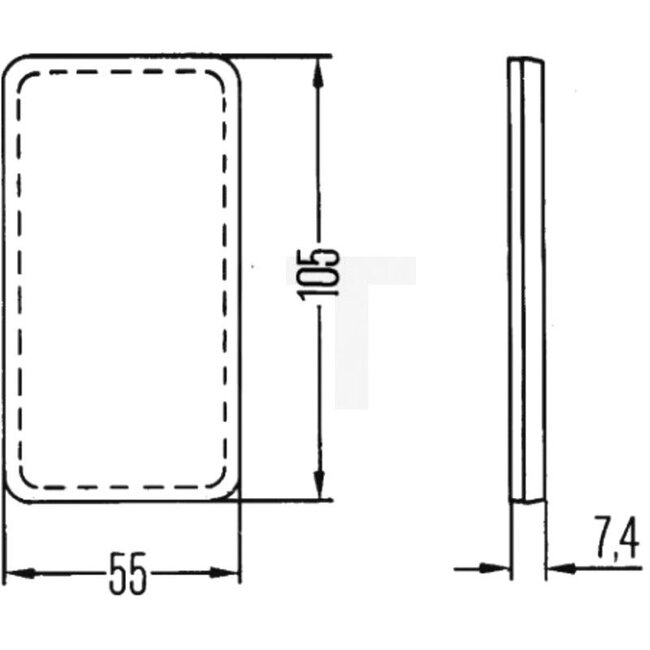 HELLA Rückstrahler gelb 105 x 55 mm, Materialstärke 7,4 mm - 8RB004713001