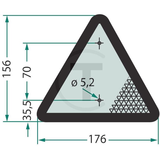 GRANIT Reflector triangular red, 176 x 156 mm, thickness 6 mm, hole spacing 70 mm