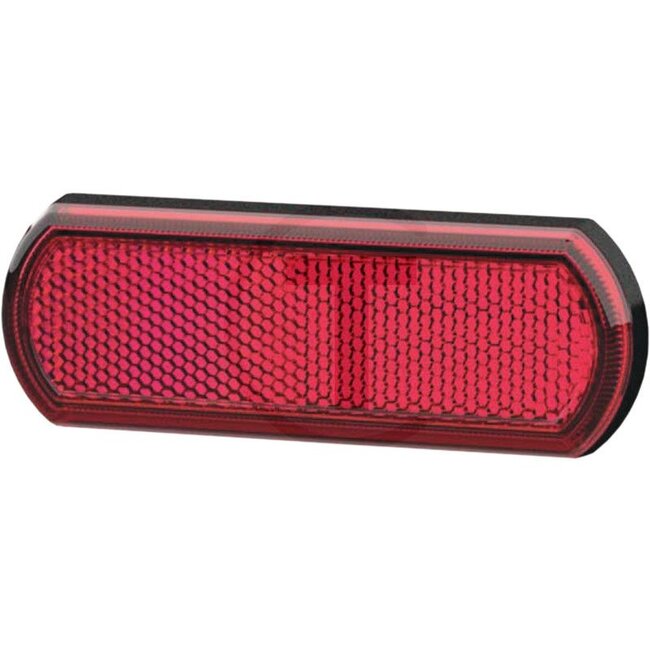 HELLA Reflector rood, achter - 4550015767, 15767 | Kleur: rood | Breedte: 113 mm | Hoogte: 40 mm | Materiaaldikte: 12 mm