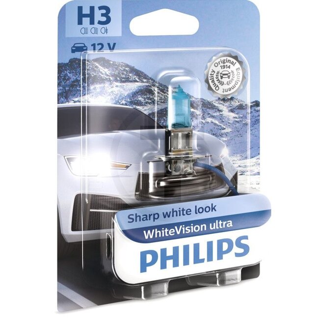 Philips Halogenleuchtmittel H3 WhiteVision ultra 12 V, 55 W, PK22s | 12336WVUB1