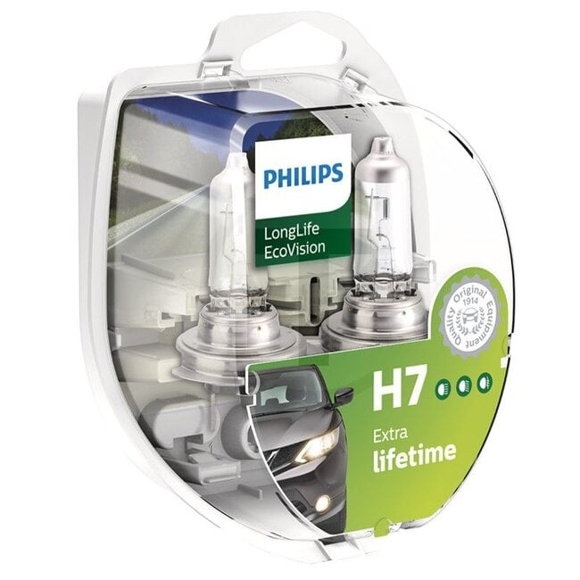 Philips Halogen bulb H7 12V / 55W - 2 pcs - Voltage: 12 V, Power: 55 watts, Socket: PX26d - 12972LLECOS2