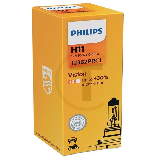 Philips Halogeenlamp H11 12 volt / 55W - 44712V55WH11, 12362PRC1 | Spanning: 12 V | Vermogen: 55 Watt | Sokkel: PGJ19-2