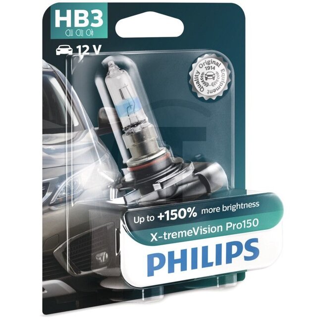 Philips Halogenleuchtmittel HB3 X-tremeVision Pro150 12 V, 65 W, Sockel P20d | 9005XVPB1