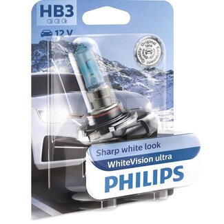Philips Halogenleuchtmittel HB3 WhiteVision ultra 12 V, 65 W, Sockel P20d