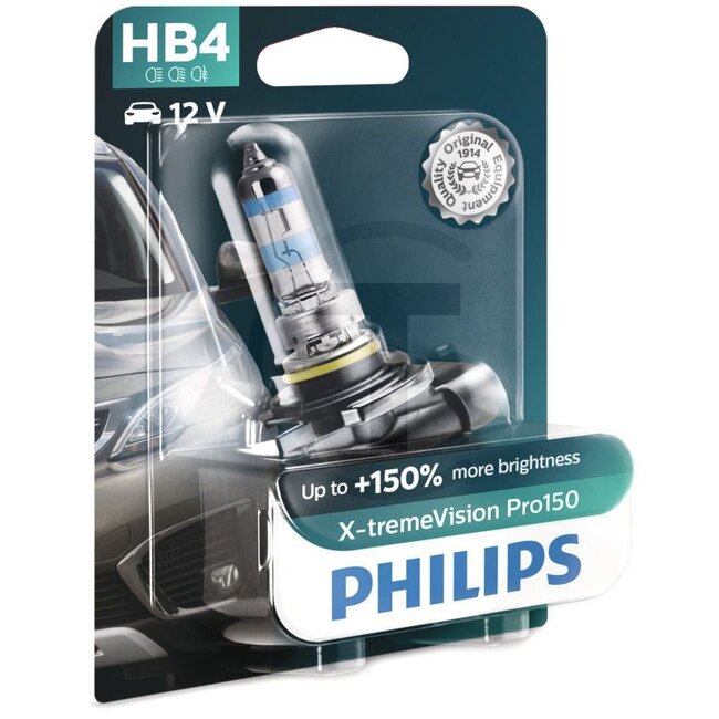 Philips Halogenlampe HB4 12V / 55W - Spannung: 12 V, Leistung: 55 Watt, Sockel: P22d - 9006XVPB1
