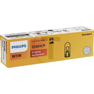 Philips Glass base lamp W5W - 10 pcs - Voltage: 12 V, Power: 5 watts, Socket: W2,1x9,5d