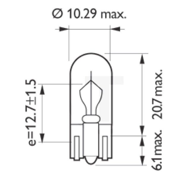 Philips Glass base lamp W5W, 10 pcs - 44712961CP, 12961CP, 51169750 | Voltage: 12 V | Power: 5 watts | Socket: W2.1x9.5d | Additional information: • The best compromise between luminosity at a very good price-performance ratio and original equipment quality for m