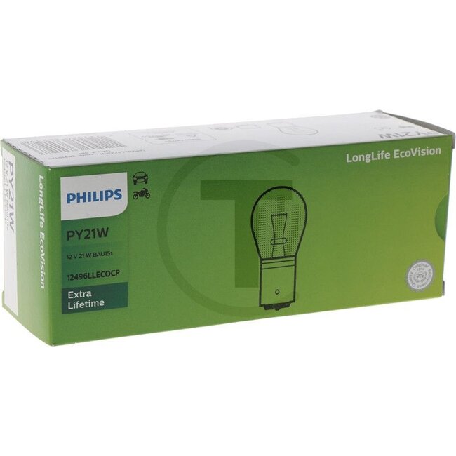 Philips Kugellampe PY21W 12V / 21W - 10 Stück - Spannung: 12 V, Leistung: 21 Watt, Sockel: BAU15s - 12496LLECOCP