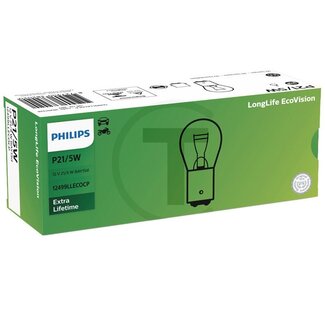 Philips Kugellampe P21/5W 12V / 21/5W - 10 Stück - Spannung: 12 V, Leistung: 21 / 5 Watt, Sockel: BAY15d