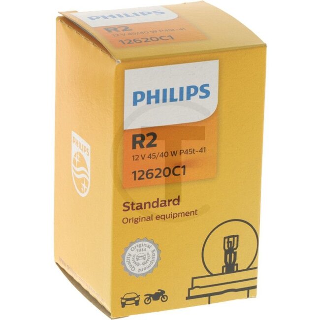 Philips Spherical bulb Bilux R2 12 V, 45 / 40 W, base P45t-41 | 12620C1STK