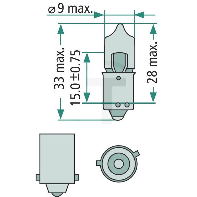 Philips Spherical bulb H21W 12 V, 21 W, base BAY9s | 12356CP