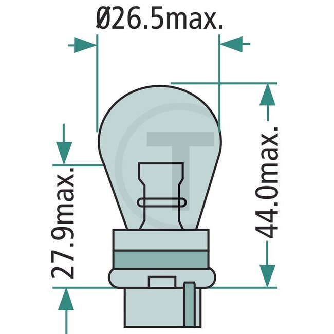 GRANIT Kogellamp P27W 12 V, 27 W, sokkel W2,5x16d | 17941