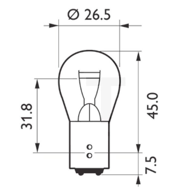 Philips Kogellamp P21/5W standaard 12 V, 21/5 W, BAY15d, ECE - 2 stuks | 190003452246, 2928304, 83985986, 9965147, 12499LLECOB2