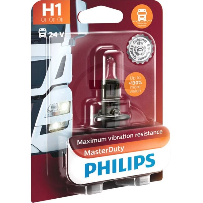 Philips Halogenlampe H1 - Spannung: 24 V, Leistung: 70 Watt, Sockel: P14,5s - 13258MDB1