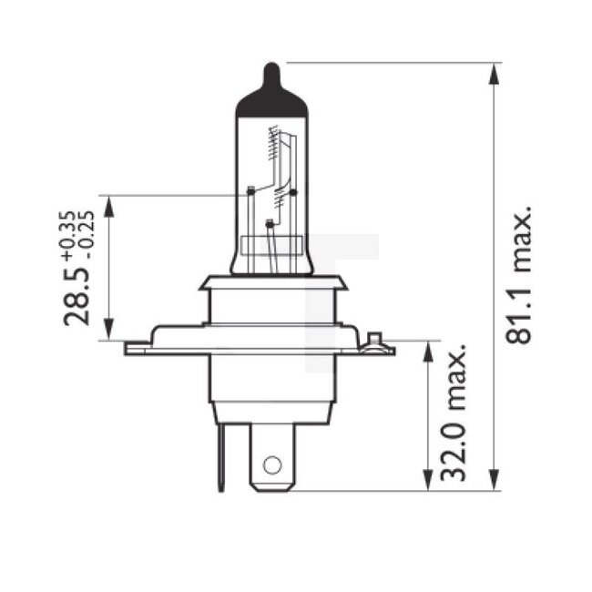 Philips Halogenlampe H4 - Spannung: 24 V, Leistung: 75 / 70 Watt, Sockel: P43t-38 - 13342MLC1