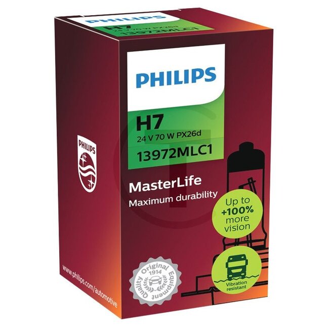 Philips Halogenlampe H7 - Spannung: 24 V, Leistung: 70 Watt, Sockel: PX26d - 13972MLC1