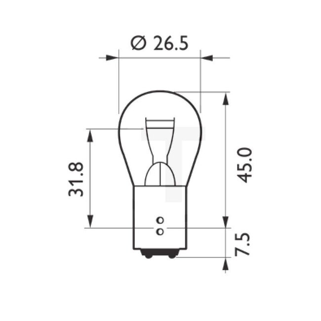Philips Kogellamp P21/5W, 2 stuks - 44713499B213499B2 | Spanning: 24 V | Vermogen: 21 / 5 Watt | Sokkel: BAY15d | Lamp: Halogeen | Passend voor: Achterlicht, dagrijlicht, remlicht, achter- / parkeerlicht, richtingaanwijzer achter, mistlicht voor, richtingaanwijze