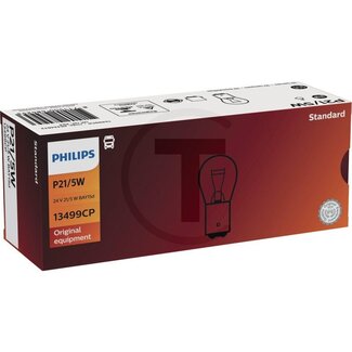 Philips Kogellamp P21/5W - 10 stuks - Spanning: 24 V, Vermogen: 21 / 5 Watt, Sokkel: BAY15d