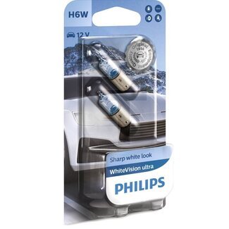 Philips Incandescent lamp H6W 12V / 6W - 2 pcs - Voltage: 12 V, Power: 6 watts, Socket: BAX9s