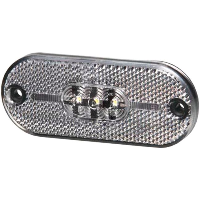 HELLA LED breedtelicht-reflector ovaal - 455VF2PG 357009021, VF2PG357009021 | Kleur: weiß / klar | Aansluiting: 150 mm kabel met 6,3 mm vlakstekker en isoleerhulzen