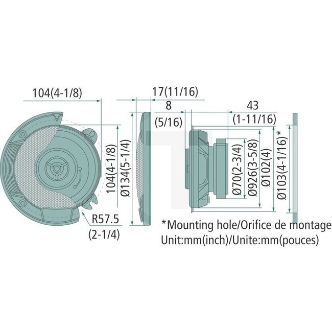 KENWOOD 2-Wege Lautsprecherset 10 cm, 220 W, 4 Ω, Stage Sound Series - 2 Stück - KFC-S1066