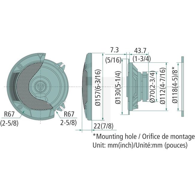 KENWOOD 2-Wege-Lautsprechersatz (= 2 Stück) 2 Lautsprecher à 13 cm / 260 W, STAGE SOUND SERIES - 5060010138, KFC-S1366 | System: 2-Wege / koaxial | Nennbelastbarkeit: 30 W | Spitzenbelastbarkeit: 260 W | Impedanz: 4 Ω | Schallpegel max.: 89 dB | Frequenz: 45 - 22