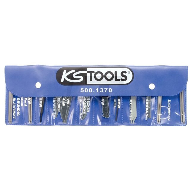 KS Tools Radio installation and removal set, 18 p - 7885001370, Referentienr.: 500.1370 | Description: • ideal geeignet zur Montage und Demontage von Autoradios und Navigationsgeräten, • zum Lösen der Verriegelungen, • Sortiment für verschiedene Entriegelungssyste