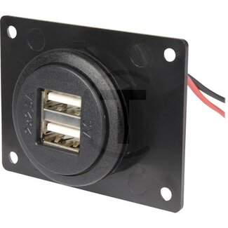 GRANIT USB double socket USB-A 12 / 24 V, built-in-Ø 27,8 mm