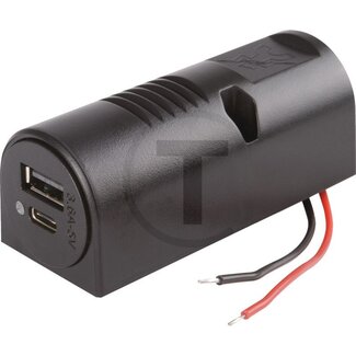 GRANIT USB Steckdose USB-A / USB-C 12 / 24 V, 35 x 33 x 85 mm