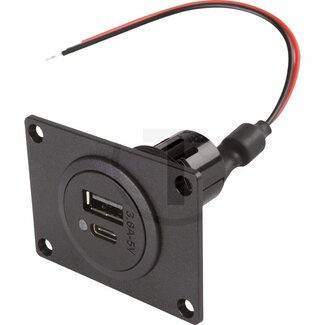 GRANIT USB Steckdose USB-A / USB-C 12 / 24 V, Einbau-Ø 27,8 mm