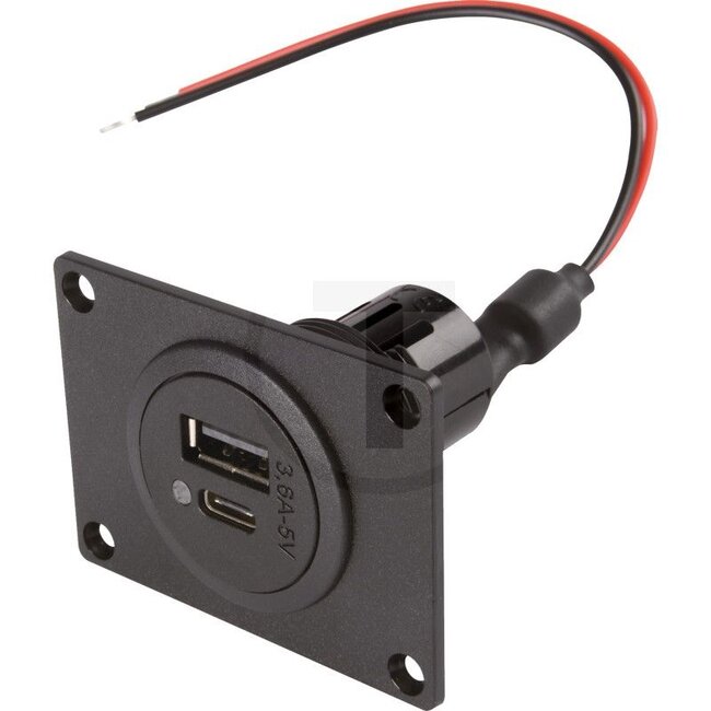 GRANIT USB stekkerdoos USB-A / USB-C - 5070011075 | Uitvoering: Aansluittype: USB, Uitgangsspanning: 5, met overspanning, oververhitting en kortsluiting V | Uitgangsspanning: 5 V | Inbouw-Ø: 27,8 mm | Materiaal: Behuizing: Kunststof | Spanning: 12 / 24 V | Aansl