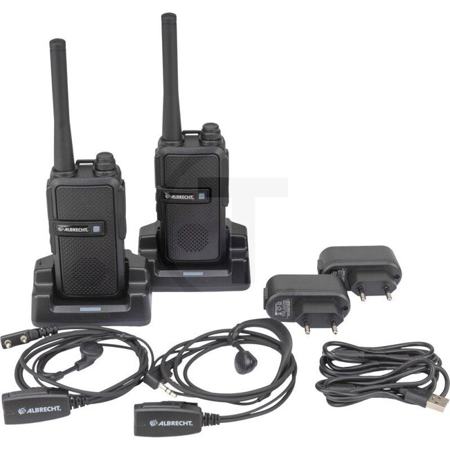 Albrecht 1. tectalk worker 3 case - 11255650 | Included in delivery: 2x Tectalk Worker 3 PMR446 radios, 2x Headset, 2x Stand charger, 2x Battery 2200mAh, 2x Belt clip, 1x Carrying case, 1x Manual | Technical data: 16 PMR446 channels, up to 10km range, 38 CTCSS / 8