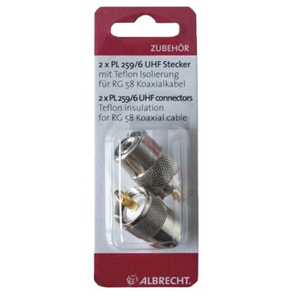 Albrecht PL 259/6 UHF-connector RG-58, housing 24 mm, total 37 mm - 2 pieces