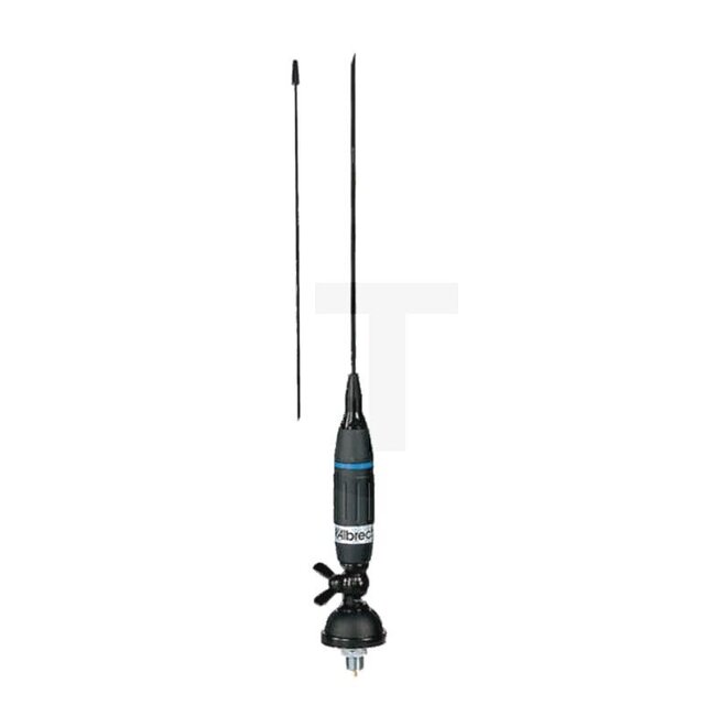 Albrecht Aerial ninja 5/8 lambda; 4 m cable; 95 cm - 5060010785 | Version: • Frequency MHz: 27  | • Type: 5/8 lambda  | • Channels: 120  | • Power rating: 300 W  | • Emitter material: stainless steel  | • SWR adjustable  | • Special features: black DV base | Cable