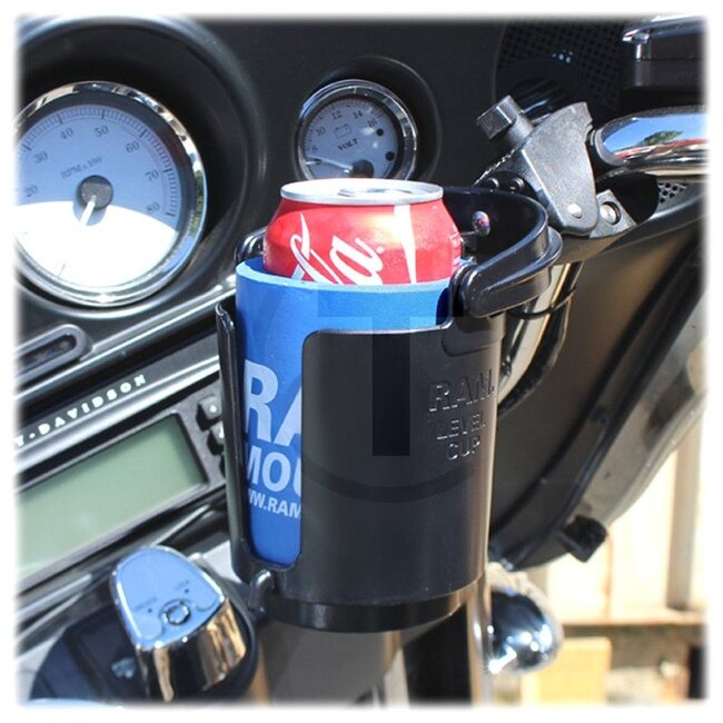 RAM MOUNTS Cup Holder - 5070010108, RAM-B-132-400U | Abmessung: Mindestabmessungen&nbsp;(flache Oberflächen): 0 bis 2,90 cm (0-1,14 Zoll), passend für Rohr-Ø: 1,59 bis 3,81 cm (0,625 bis 1,5 Zoll) | Beschreibung: • Getränkehalter mit Halteklammer klein <br>• mit Fes