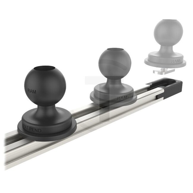 RAM MOUNTS Tough-Track rail met composiet eindkappen - 5070010222 | Uitvoering: Tough-Track | Kleur: Aluminiummetallic, schwarz | Omschrijving: • Inclusief 2 sleuven voor de Track-Balls  | • Geëxtrudeerd (geëxtrudeerd)  | • Maakt het mogelijk om de te bevestigen app