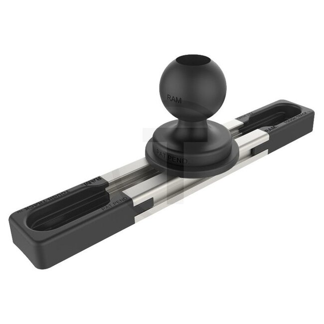 RAM MOUNTS Tough-Track rail met composiet eindkappen - 5070010222 | Uitvoering: Tough-Track | Kleur: Aluminiummetallic, schwarz | Omschrijving: • Inclusief 2 sleuven voor de Track-Balls  | • Geëxtrudeerd (geëxtrudeerd)  | • Maakt het mogelijk om de te bevestigen app