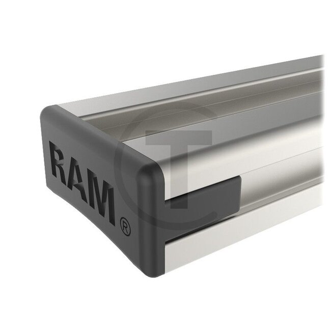 RAM MOUNTS Tough-Track rail met composiet eindkappen - 5070010223 | Uitvoering: Tough-Track | Kleur: Aluminiummetallic, schwarz | Omschrijving: • Inclusief 2 sleuven voor de Track-Balls  | • Geëxtrudeerd (geëxtrudeerd)  | • Maakt het mogelijk om de te bevestigen app