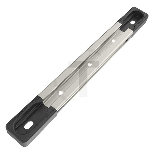 RAM MOUNTS Tough-Track rail w. composite end caps - 5070010223 | Version: Tough-Track | Colour: Aluminiummetallic, schwarz | Description: • Incl. 2 slots for the track balls  | • extruded  | • Allows the equipment to be moved thanks to the simple locking of the ball