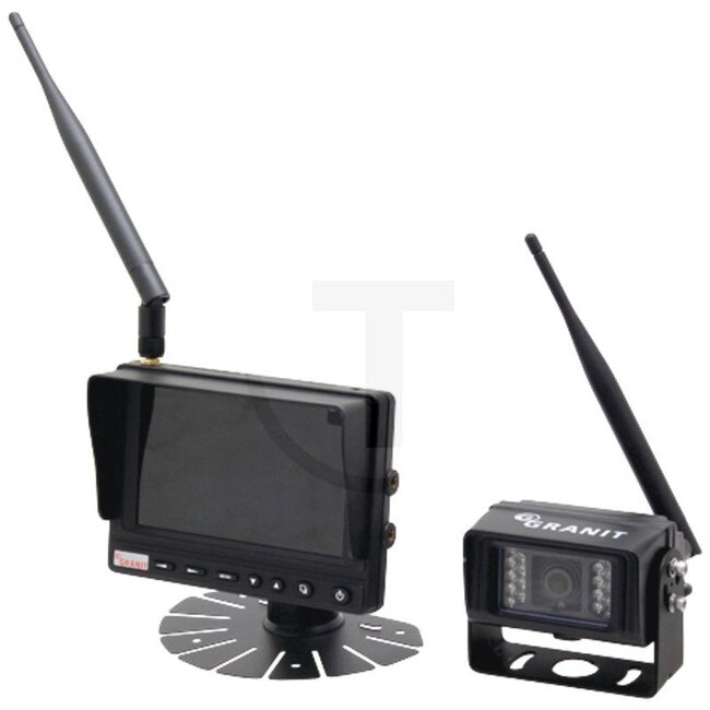 GRANIT 5” video system Wireless, LCD colour display with 5" colour monitor IP68, camera with IP69K. - 50700306 | Included in delivery: • 1x colour monitor |  • 1x camera |  • 1x cable set for monitor | Operating voltage: 12 / 24 V | Eligible: Umweltschutz und Si