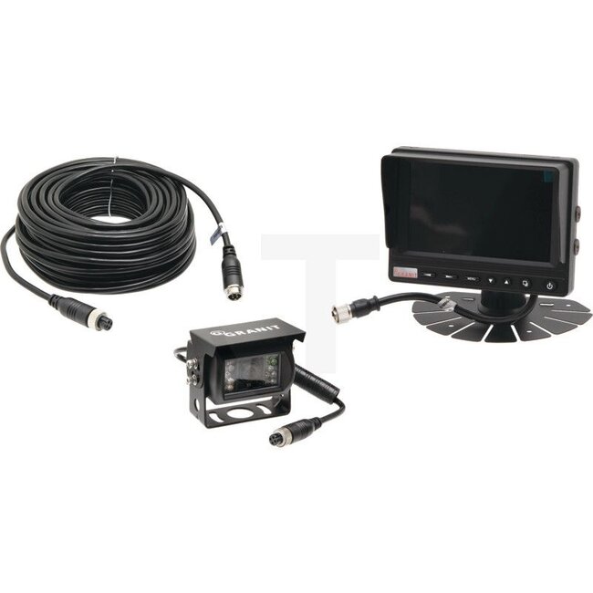 GRANIT 5” video system 5" colour monitor, 20 m connection cable, camera with 130° image angle - 50700300, 1006978584 | Input voltage: 10-32 V | Cable length: 20 m | Technical data: • 5” colour monitor |  • Camera with 130° image angle | Protection class: Camera: