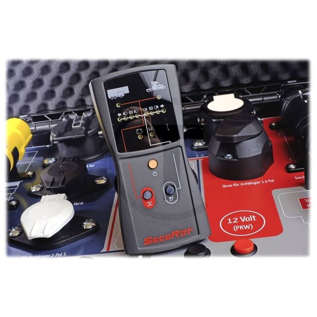 GRANIT Trailer test kit 12 V / 24 V, 7-pin. / 13-pin / 15-pin - 5070010118 | Version: With LED display and remote control. Wireless transmission, approval type: CE tested. Complies with Directive 2014/53/EU. DIN/ISO: 11446