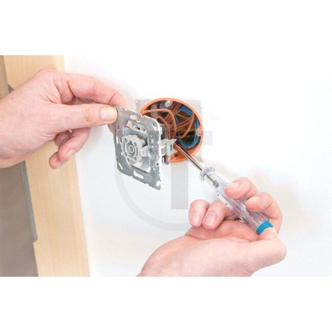 Hazet Voltage tester, insulated 220 - 250 V | 150 mm - 6243842, 839-1 | Description: <ul>220 - 250&nbsp;V | Hollow-ground slotted blade | Extra longer handle, 92&nbsp;mm | With clip | Defective festoon bulb cannot be replaced according to VDE | Round blade | Pl