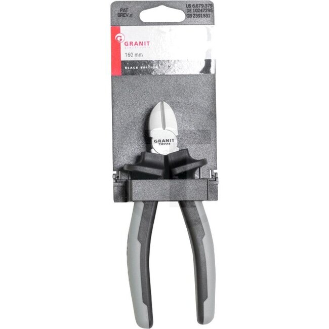 GRANIT BLACK EDITION Diagonal side cutter 160 mm, thread Ø 2 - 4 mm, with shop hanger | 1151012
