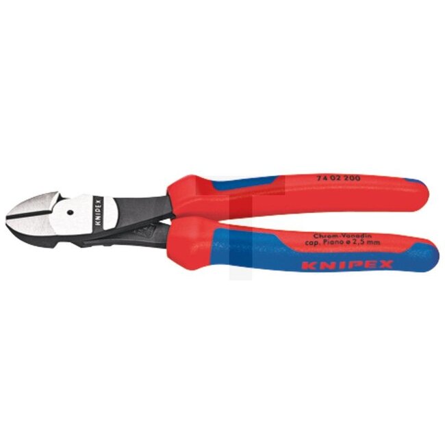 KNIPEX Krachtzijsnijtang - 7607402200, 7402200 | Toepassingen: voor alle piano (2,5 mm), middelharde (4,2 mm) en harde (3,0 mm) draadsoorten | Lengte: 200 mm | Ø Harde draad: 3 mm | Ø Middelharde draad: 4,2 mm | Pianodraad: 2,5 mm