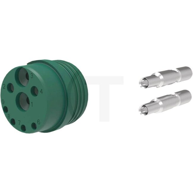 ERICH JAEGER Contact seal with PWR contacts Crimp contacts, for max. core cross section of 6.0 mm² - 5060010405, 382759 | Version: ISOBUS (IBIC) 12 V, green | Additional information: ISO 11783-2 | Number of pins: 9 | Colour: Green | Cross section: Max. 6.0 mm² | For c