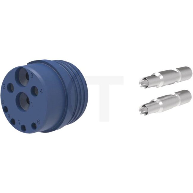 ERICH JAEGER Contact seal with PWR contacts Crimp contacts, for max. core cross section of 10.0 mm² - 5060010651, 382760 | Version: ISOBUS (IBIC) 12 V, blue | Additional information: ISO 11783-2 | Number of pins: 9 | Colour: Blue | Cross section: Max. 10.0 mm² | For c