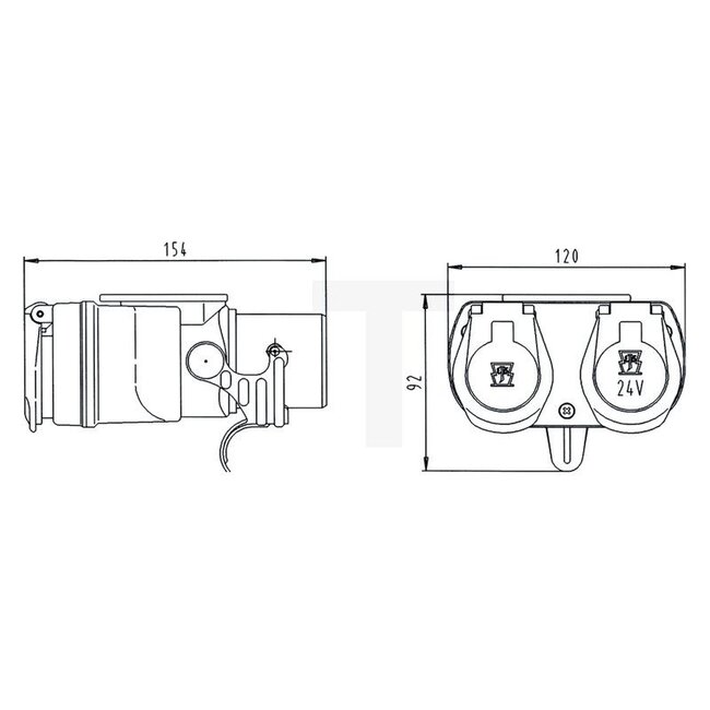 ERICH JAEGER Adaptor 15-pin 24 V to 2x 7-pin, ISO 12098, 1185, 3731 | 5134, 05134